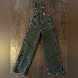 Carhartt Double Knee Green Canvas Lined Overalls Mens 32x30